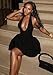 Tbahhir Women Bubble Mini Dress, Sleeveless Halter Deep V Neck Short Dresses Backless Sexy A-Line Club Party Outfits Black