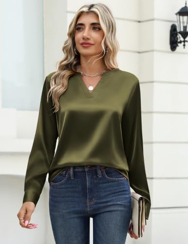 Zeagoo Silk Blouse For Women Long Sleeve Satin Shirt Casual Outfits - image 6
