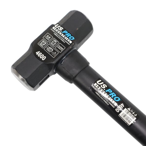 US PRO Double Face 3Lb 1.35kg Sledge Hammer Fibreglass Handle with Grip Lump, Silver - Image 2