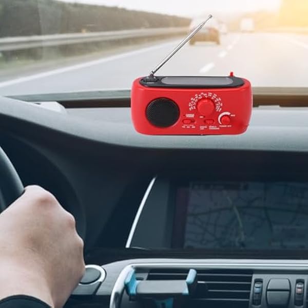 Luocute Solar Hand Crank Radio AM FM SW Przenośne Radio Awaryjne z 3 Diodami LED Power Bank i SOS Alarm Compact Gear do Biwakowania Wędrówek Awarii