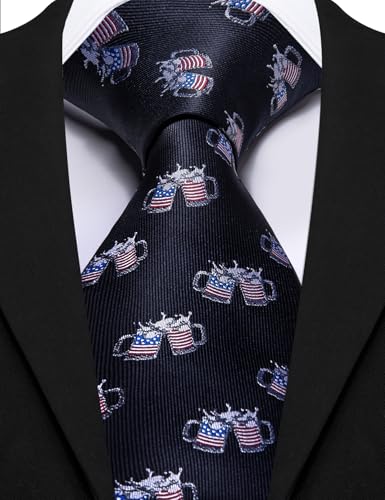 Image of Barry.Wang Silk Ties for Men Fun Necktie and Tie Clip Set for Wedding Party Business Formal Extra Long