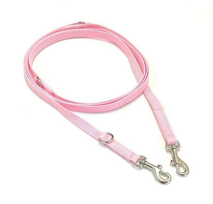 Police Style Puppy Training Lead Double Ended Puppy Leash Adjustable Multi-Functional In 13mm Webbing (Baby Pink, 5ft (1.5 Metres))