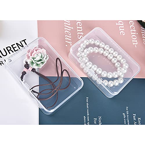 Image of Rectangular Clear Plastic Storage Containers, 12 Pack | 4.5 x 3.3 x 1.1 inch, Hinged Lid, For Beads and Small Craft Items