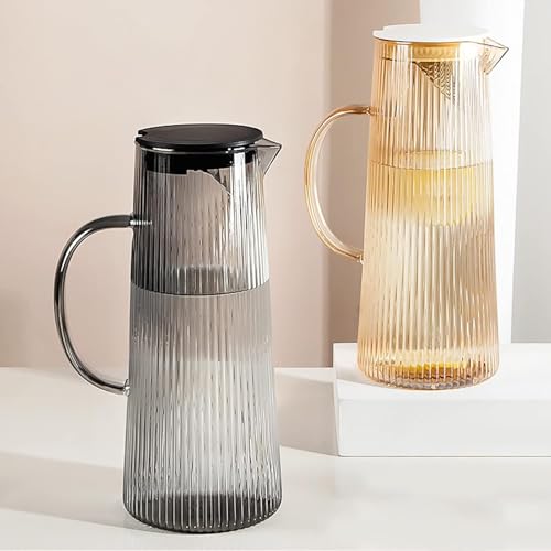 Image of Wringo Premium 7pc Crystal Water Jug with Glass Set and Jug Set Combo,Freezer Safe and Dishwasher Safe (6 Pieces Glasses 200ML and 1 Water Juice Jug 1 Liter), Transparent, Glass and Jug Set (WS-07)