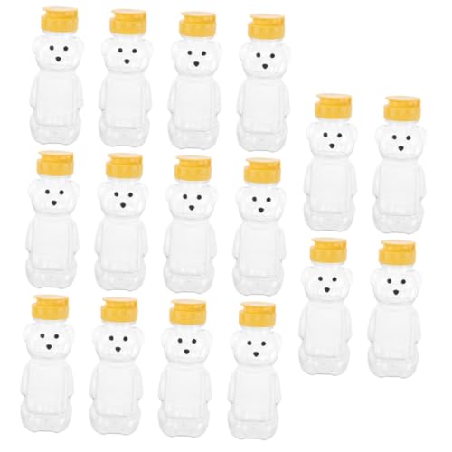 IMIKEYA 16個 小熊形状の透明ジュースボトル 詰め替え可能で多用途な蜂蜜容器 水筒 飲料ボトル 滑らかな表面で洗いやすく 再利用可能