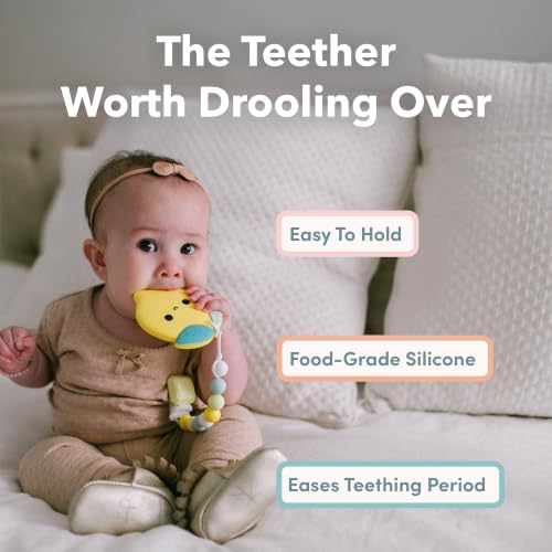 Image of Loulou Lollipop Silicone Teether for Babies 4 Months and Up, Textured Teething Toy for Sore Gums, BPA-Free Food-Grade Silicone, Easy to Hold, Dishwasher & Freezer Safe, Pretzel Dog