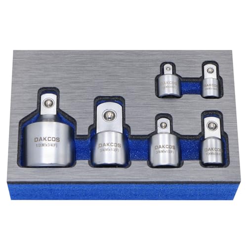 DAKCOS Adapter-Satz Adapter-Set Stecknuss-Adapter | 6-tlg. | 1/4' auf 3/8', 3/8' auf 1/4', 3/8' auf 1/2', 1/2' auf 3/8', 3/4' auf 1/2', 1/2' auf 3/4', mattierte Chromoberfläche | CR-V