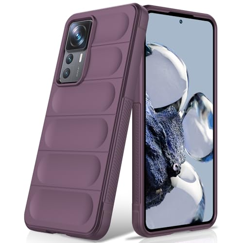 BonYonka Hülle Kompatibel mit Xiaomi 12T Pro Stoßfest Wellenmuster Kratzfestes Weiches Mikrofaserfutter Rundumschutz Schutzhülle mit Kameraschutz Lila
