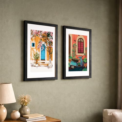 Image of NoWorries Pop Art Wall Decor Paintings with Synthetic Wood Frames | Minimalist Multicolor Framed Posters for Living Room, Bedroom & Cafe Decoration | Laminated 300 GSM Prints, Set of 2