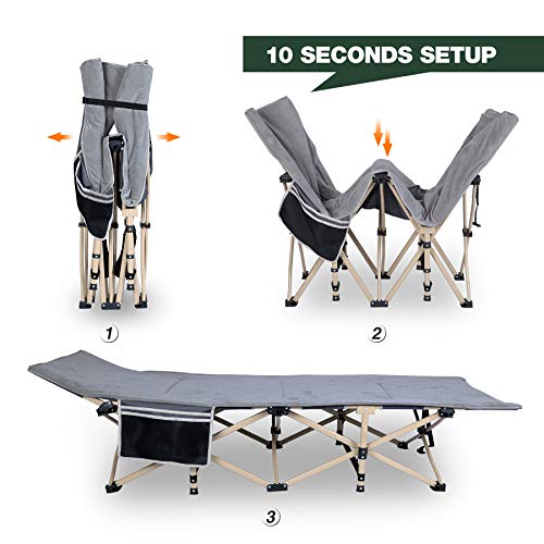 Redcamp Folding Camping Cot With Pad For Adults, Heavy Duty Sleeping Cot Bed With Carry Bag, Travel Camp Cots Portable For Outdoor Home Office, Grey #TOP7