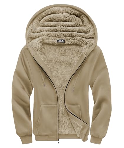 Image of SCODI Hoodies for Men Heavyweight Fleece Sweatshirt - Full Zip Up Thick Sherpa Lined Hooded Sweatshirts