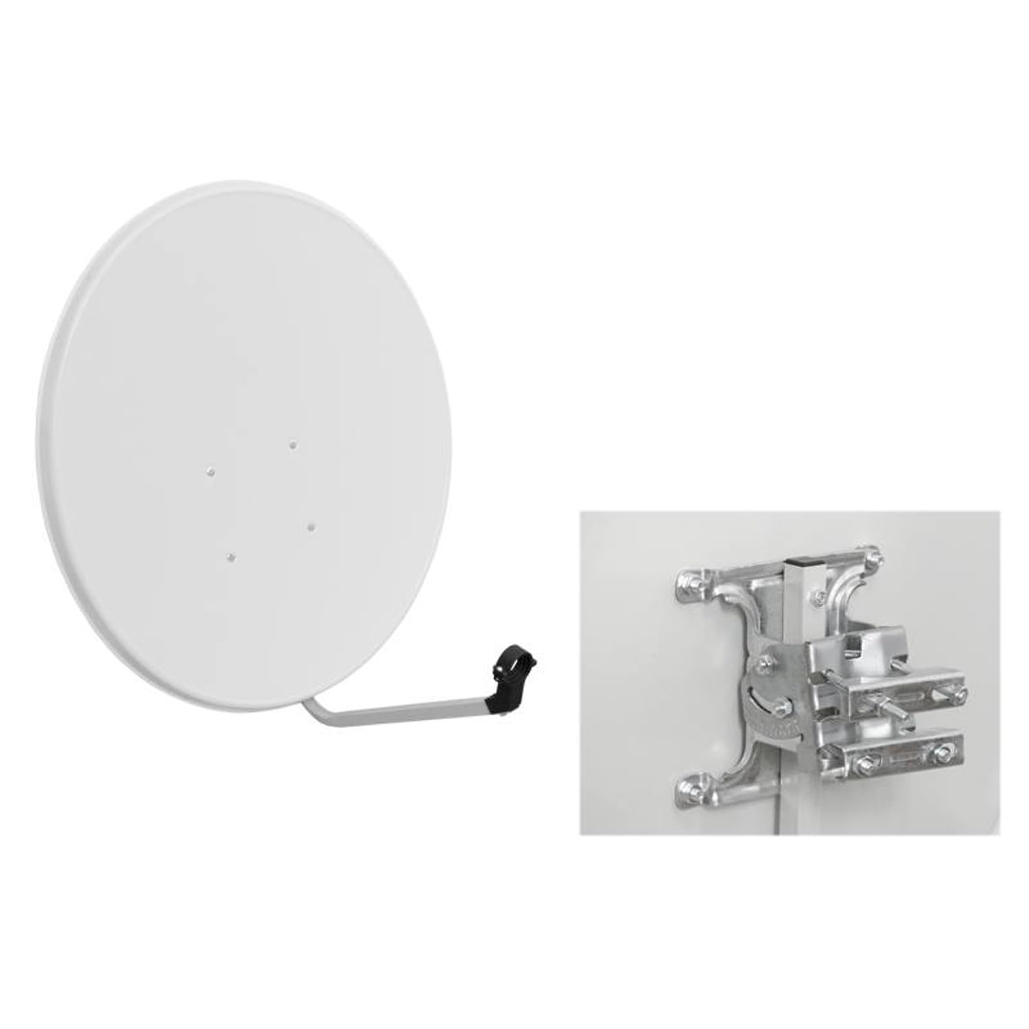 Antena parabólica LTC 90 cm | Acero galvanizado Resistente al Viento, Aluminio, Soporte Universal para convertidor (Gris Claro)