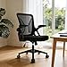 Durrafy Ergonomic Office Chair, Desk Chair with 90° Flip-up Armrests, Lumbar Support & Height Adjustable, Breathable Swivel Computer Chair with Tilt Function, Mid-Back Mesh Chair For Home/Office