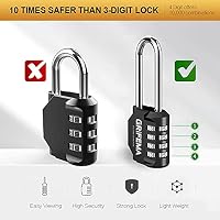 GRIFEMA GA1002 Zahlenschloss 4 Stellig 2 Pack Langer Bügel Schwarz – Ansicht 4