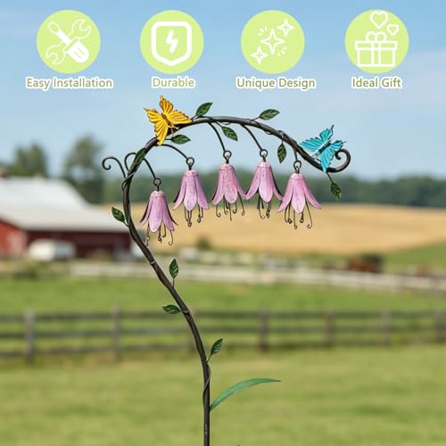 Image of 39.5 inchH Gardens Metal Flowers for Outside,Retro Decorative Garden Stake | Metal Garden Art for Outdoors,Garden Stakes Decorative,Metal Flower for Garden,Patio & Yard Decor.