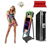 Magic Mirror Photo Booth with 21.5 Inch, 32 Inch, 43 Inch Touch Screen, DSLR Photo Booth Machine with RGB Fill Light & Flight Case for Weddings Parties Birthday Rental (White, 21.5' Ring Fill Light)