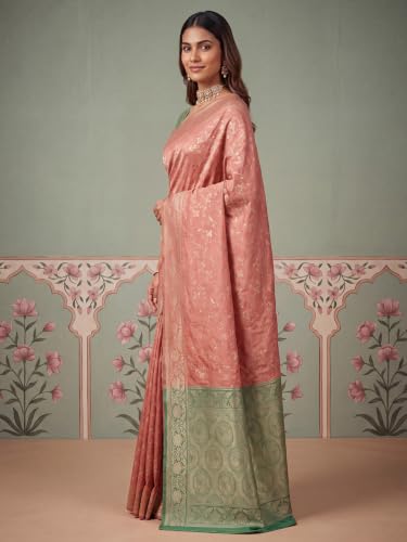 Image of AKHILAM Women's Multicolor Litchi Silk Ethnic Motif Print Saree With Unstitched Blouse Piece|sarees for women | litchi silk sarees