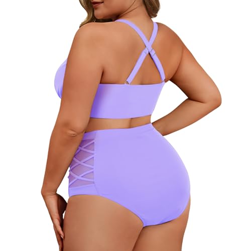 Image of American Trends Womens Plus Size Bikini Set - Tummy Control, High Waisted 2 Piece Swimsuits Bathing Suits