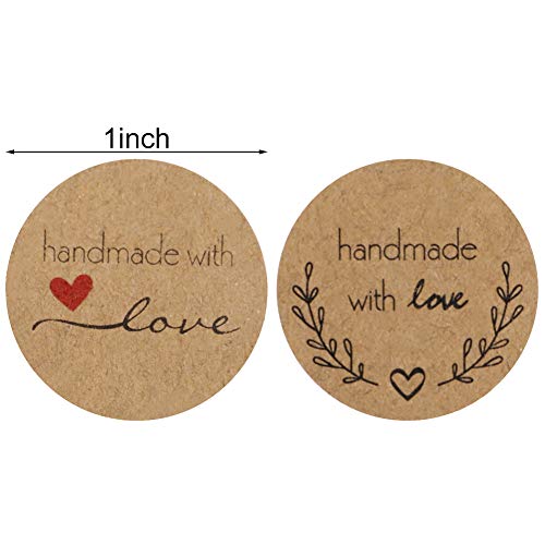 Firtink 1000 Stücke Selbstgemacht mit Liebe Aufkleber Label Handgemachte Aufkleber Label für Backen Geschenktüten Hochzeit Weihnachten