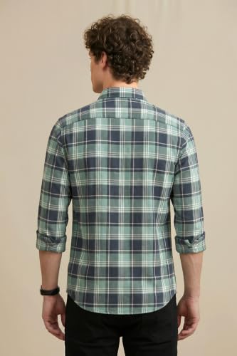 Image of Peter England Men's Checkered Cotton Shirt | Smart Casual | Full Sleeves