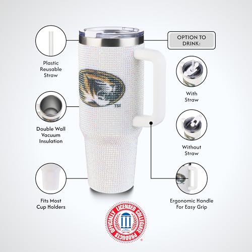 Image of The Memory Company Officially Licensed 40oz White Bling Game Day Tumbler, University of Missouri