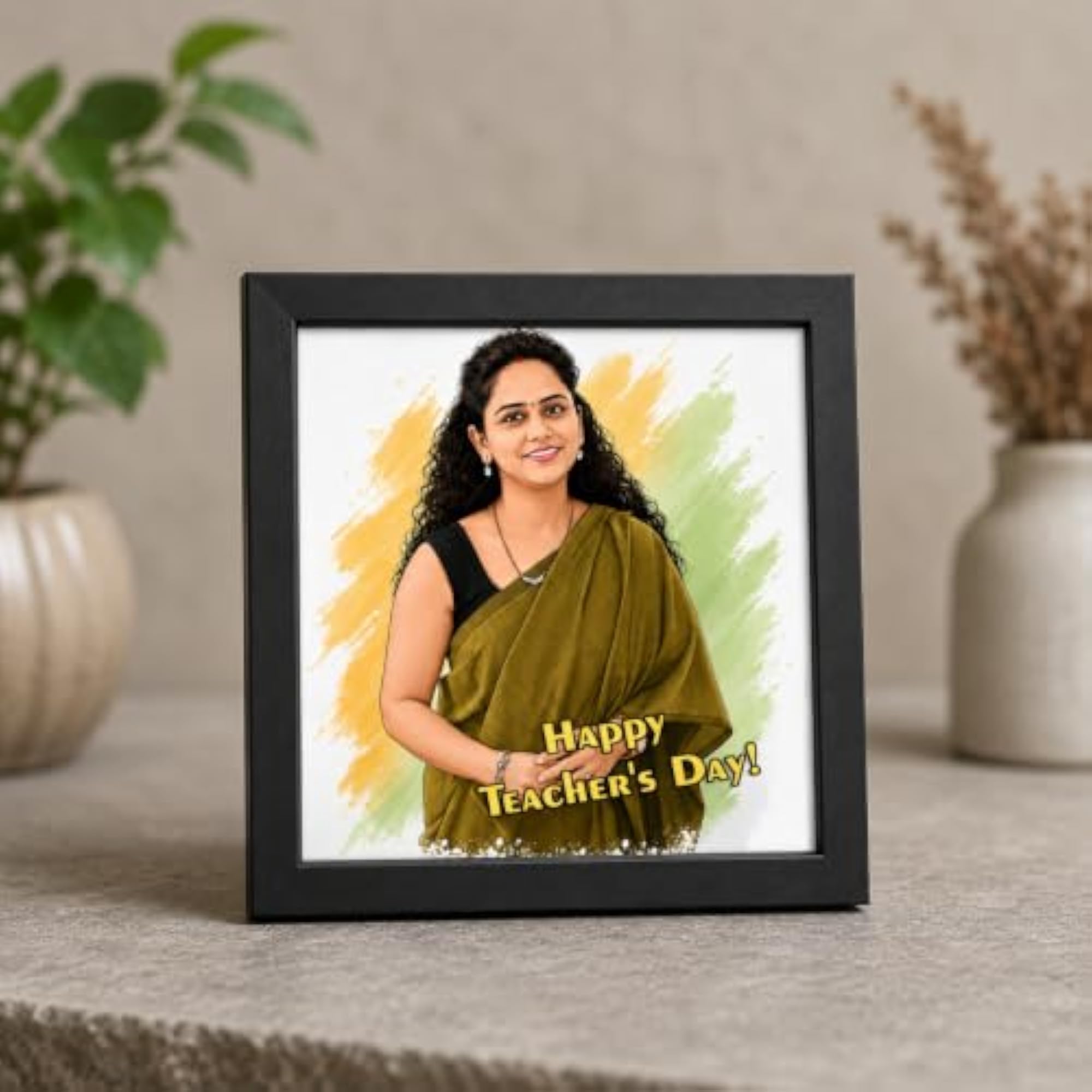 Personalized Teacher's Day Cartoon Photo Frame, Custom Gift