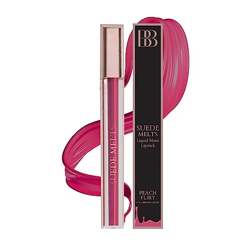 Image of Bergamot Beaute Matte Liquid Lipstick Suede Melts Non Transfer, Waterproof, Kiss Proof Long Lasting Upto 8 + Hours For Women 2.1ml (Peach Flirt)