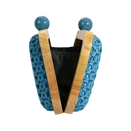 Image of Women Straw Clutch Purse Handwoven Summer Evening Bag Beach Straw Handbag Wedding Party Clutch Bag Wicker Purse
