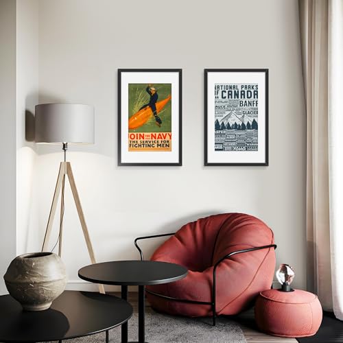 Picrit 14x22 Picture Frame 3 Pack, Black Poster Frame, Display Poster 11 x 17 with Mat or 14 x 22 without Mat for Horizontal or Vertical Wall Mounting