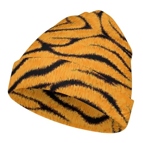 Tigerhide Pattern Kids Beanie Hat for for Girls Boys Children Cap Winter Knitted Chemo Cancer Headwear Accessories Gifts Decoration Black