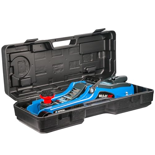 Hydraulische krik garagekrik WLS-01 2,5T incl. koffer 2 x rubber SUV adapter, LS-01 autokrik 360° wielen, vlakke hefhoogte 85-365 mm - Afbeelding 4