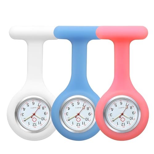 3 relojes de silicona para enfermeras con broche de diseño de control de infecciones, reloj médico duradero, fácil de transportar con pin para profesionales de la salud, enfermeras, médicos