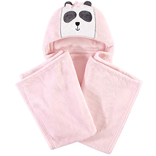 Image of Hudson Baby Unisex Baby and Toddler Hooded Animal Face Plush Blanket, Miss Panda, One Size