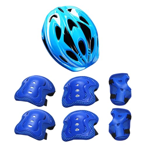 Ruwshuuk Casco y rodilleras para niños, rodilleras, rodilleras y coderas con casco, equipo de protección de seguridad infantil para deportes y niñas