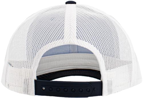 Image of KBETHOS Classic 6 Panel Cotton Twill Mesh Trucker Cap with Adjustable Snapback, Sky-NAV-WHT