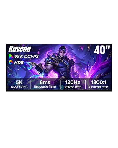 Image of P40K 40'' UHD 5K (5120 x 2160) 120Hz Gaming Monitor, IPS Panel, 10-Bit Color, 99% sRGB, 98% DCI-P3, HDR, 1300:1 Contrast, Eye Care, Anti-Glare (Honeycomb - Without Stand)