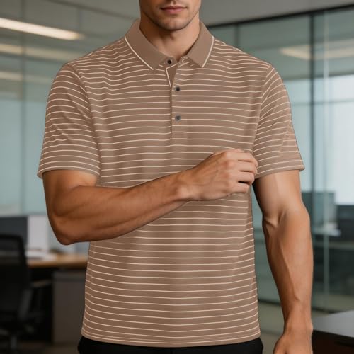 Camisas Polo de Golf a Rayas para Hombre con Cuello Polo Manga Corta Casual miniatura 6