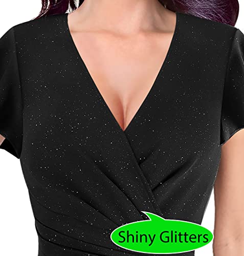 VFSHOW Womens Ruched Wrap V Neck Ruffle Formal Prom Peplum High Slit Maxi Dress 2023 Wedding Guest Cocktail Evening Long Gown3