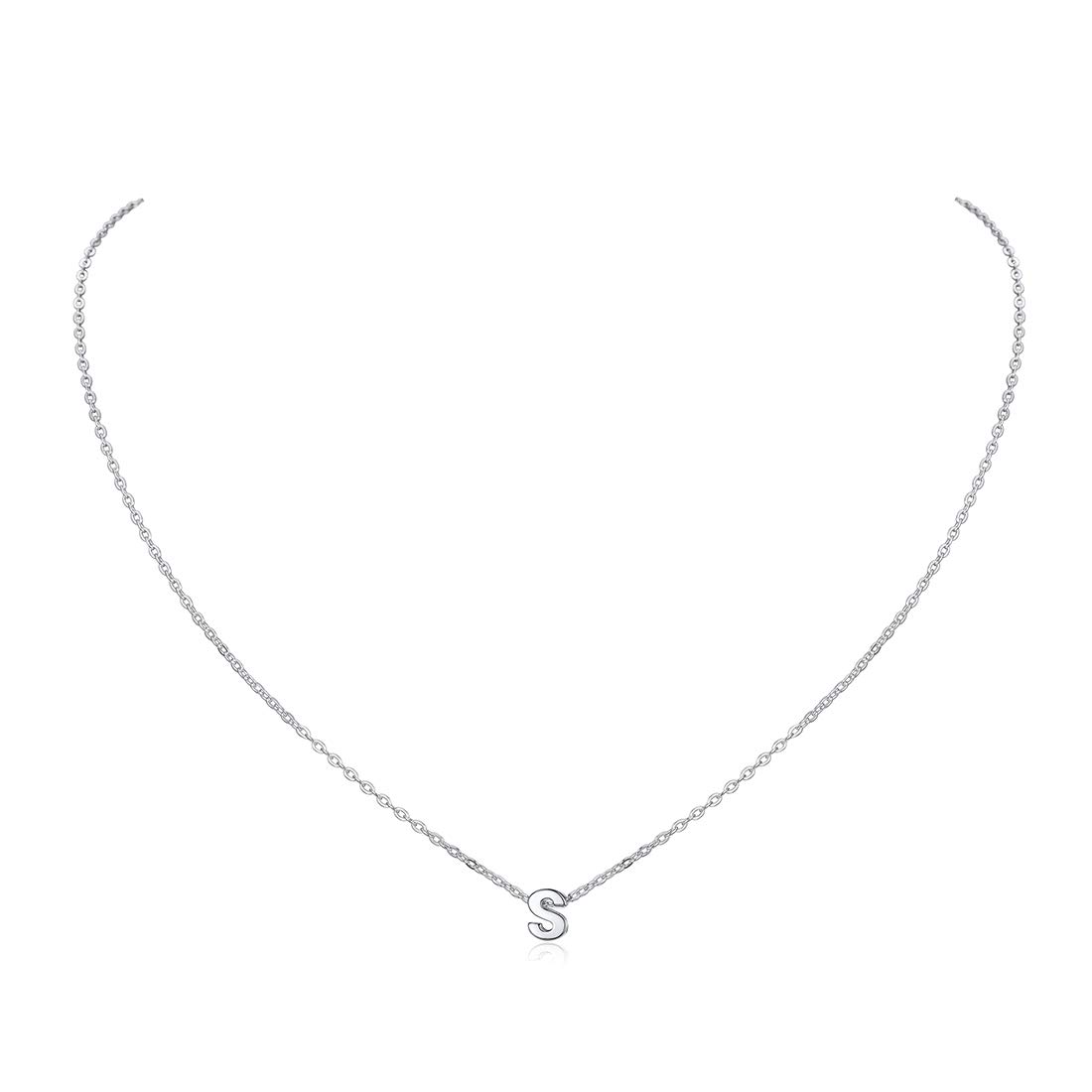 ChicSilver Collar Letra Inicial Plata Mujer Colgante 26 Letras Plata de Ley 925 Mini Alfabeto Joyería Minimalista Preciosa de Nombres para Madres Parejas