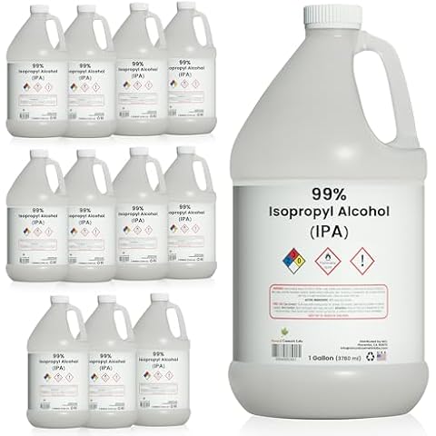 Isopropyl Alcohol 99% (IPA) Rubbing Alcohol by Natural Cosmetic Labs - Made in USA - Gallon - Pack of 12 Cover