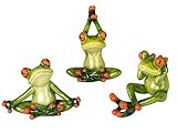 Material: Polyresin 3er Set ~ Yoga Frosch ~ Deko Figur Dekofigur Dekoration Zierfigur Frösche