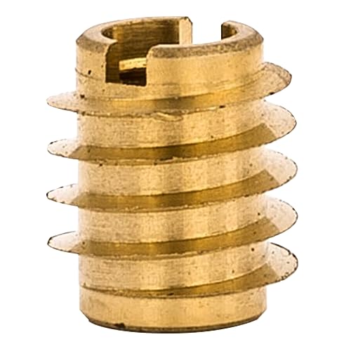Image of E-Z LOK Knife Threaded Insert for Hard-Wood, Brass Thread Inserts, M4, M4-0.7 Internal Threads, 0.375 inch Length Pack of 10