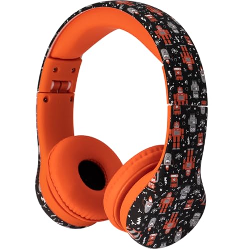 Image of Snug Play+ Kids Headphones - Volume Limited 93dB for Safe Listening - Foldable, Durable Headphones for Toddlers, Boys & Girls - Tangle-Free Cord - Ideal for Travel, School, Tablets - Robots