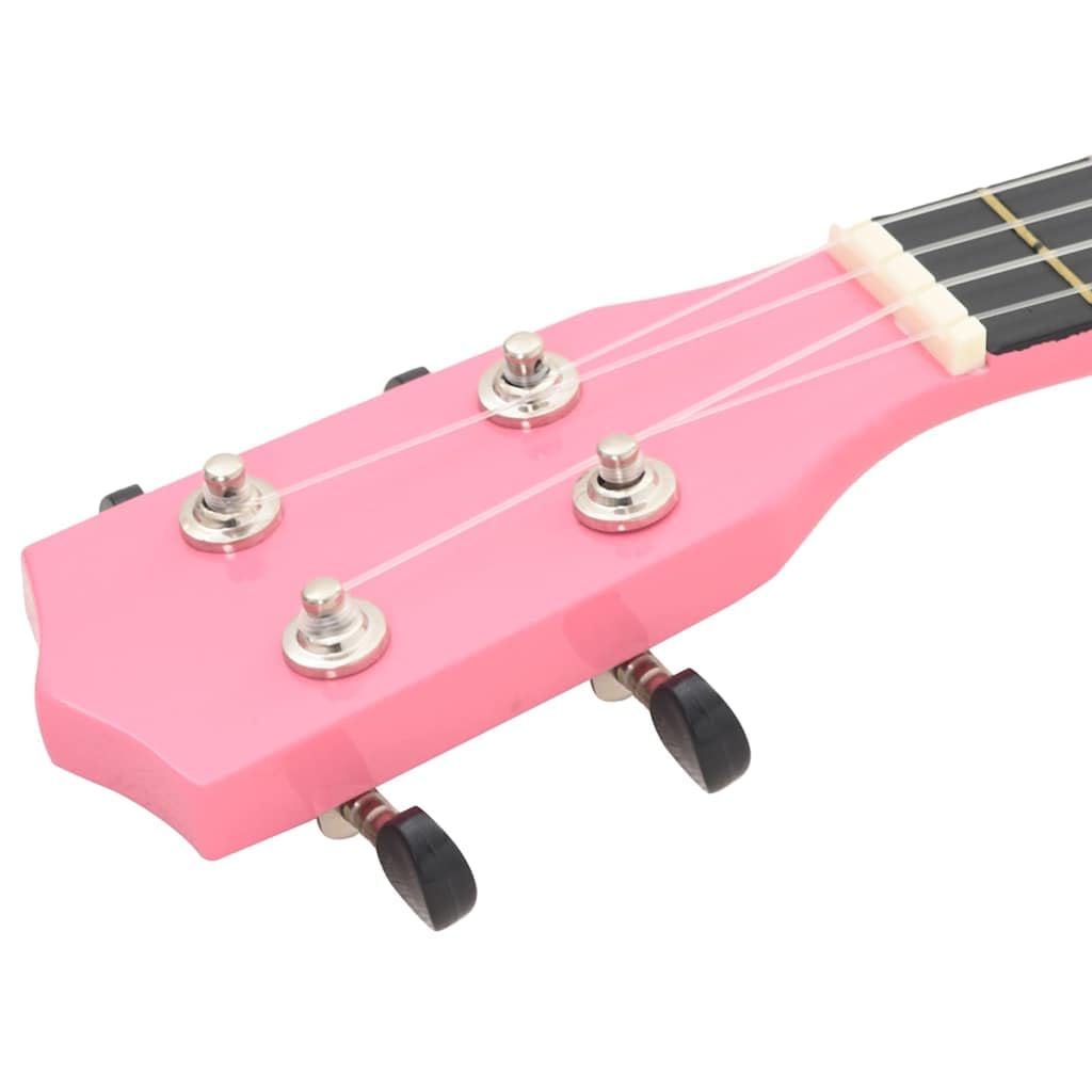 Juego de ukelele soprano de madera de tilo rosa de 23 pulgadas con bolsa, 2 púas, escala para principiantes y amantes de la música, instrumento de cuerda acústica para conciertos, orquesta