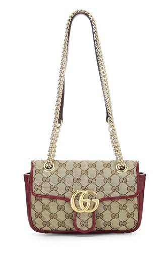 Gucci, Pre-loved Red Original GG Canvas Marmont Shoulder Bag Mini, Red