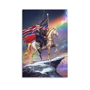 Generic Donald Trump Kim Jong Un Horse Riding Canvas Art Poster And Wall Art Picture Print Modern Family Bedroom Decor Posters 08x12inch(20x30cm), Unframe-style