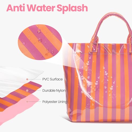 Bolso tote grande a rayas con asa superior de PVC brillante miniatura 4