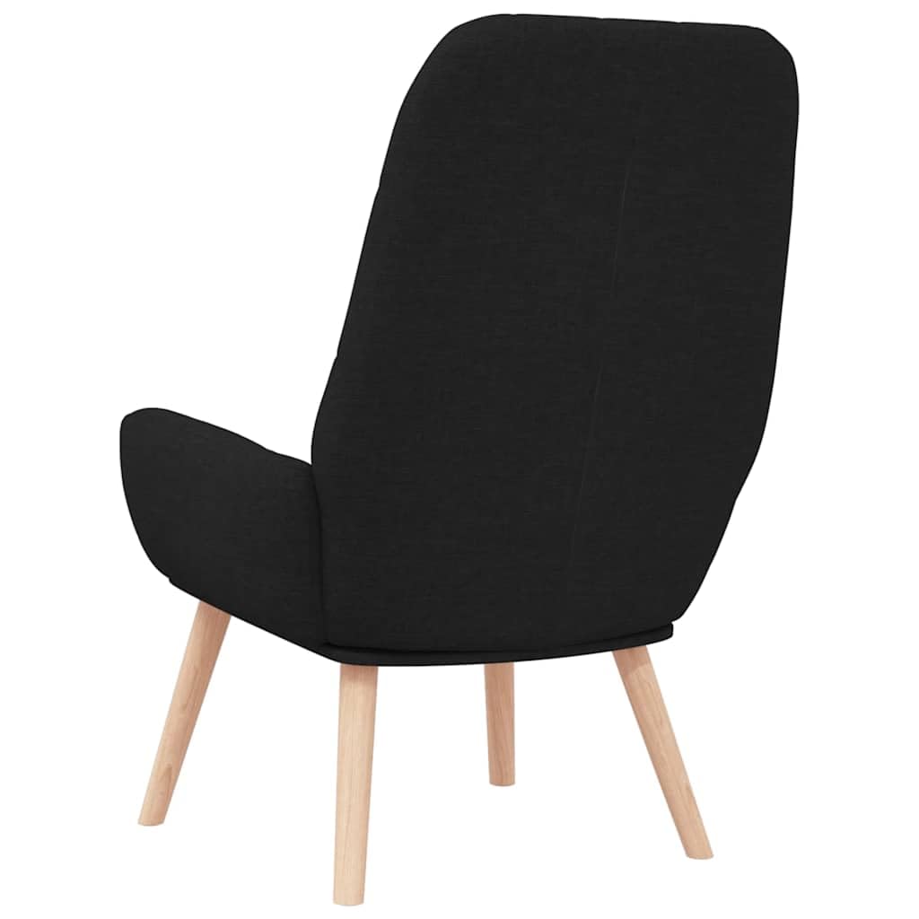 Sillón de relax de tela negra, sillón de salón con patas de madera, silla acolchada para salón o dormitorio, 70 x 77 x 94 cm, capacidad de carga máxima de 110 kg, cómodo sillón orejero