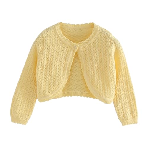 Open Front Cardigan for Girls Slim Fit Button Closure Coats Toddler Knitted Cropped Jacket Cute Cotton Dressy Outerwear