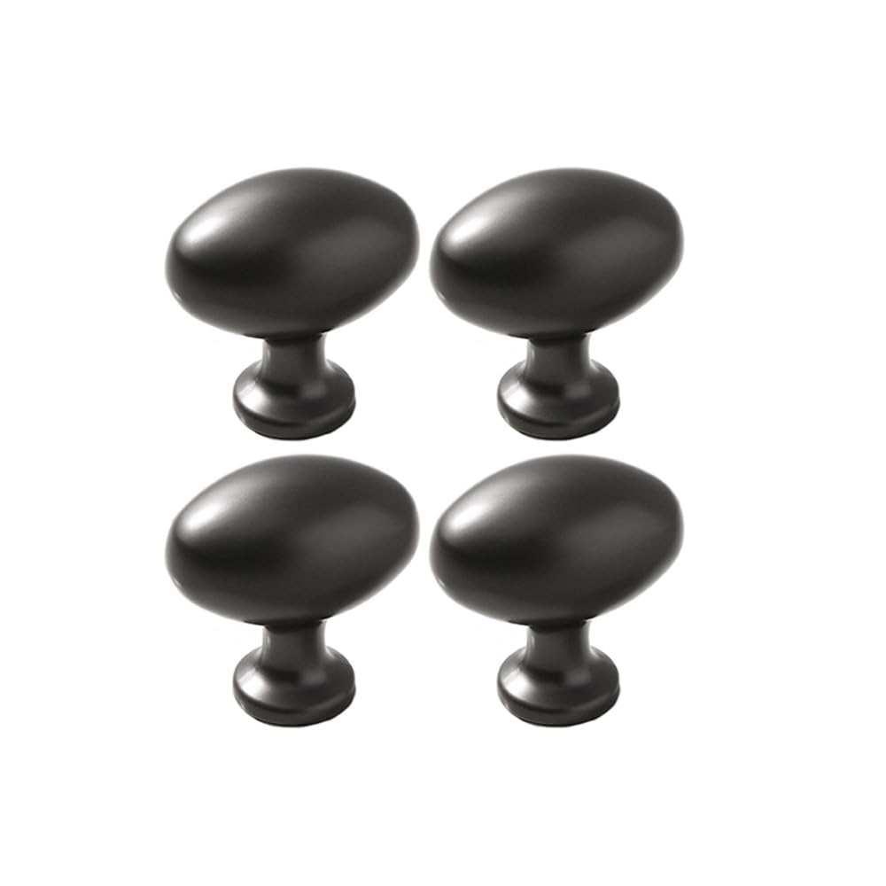 4 Pack Grey Cabinet Knobs 1.3" Egg Drawer Knobs Zinc Alloy Single Hole Pulls and Knob for Dresser Drawer 33mm Oval Cupboard Handles for Kitchen Wardrobe Cabinet Bathroom Hardware (4, Grey) — image 1